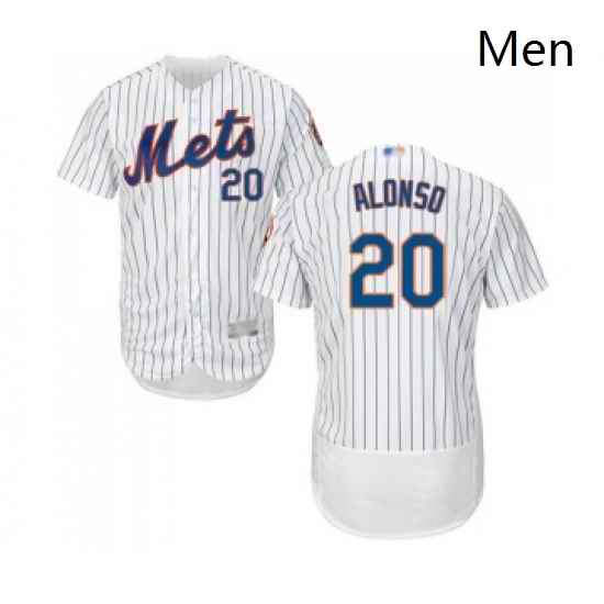 Mens New York Mets 20 Pete Alonso White Home Flex Base Authentic Collection Baseball Jersey